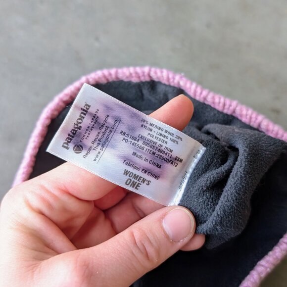 Patagonia Beatrice Beanie Pink Knit Merino Wool Winter Hat Women's One Size - Picture 5 of 6